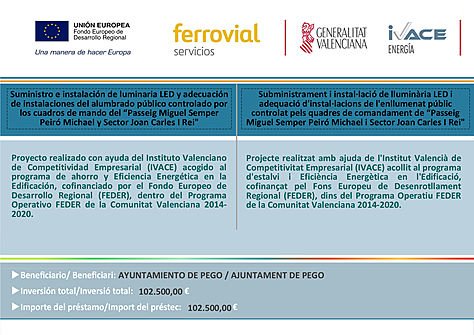 Projecte de subministrament i instal·lació de lluminària LED i adequació d'instal·lacions de l'enllumenat públic controlat pels quadres de comandament de 'Passeig Miguel Semper Peiró Michael i Sector Joan Carles I Rei'